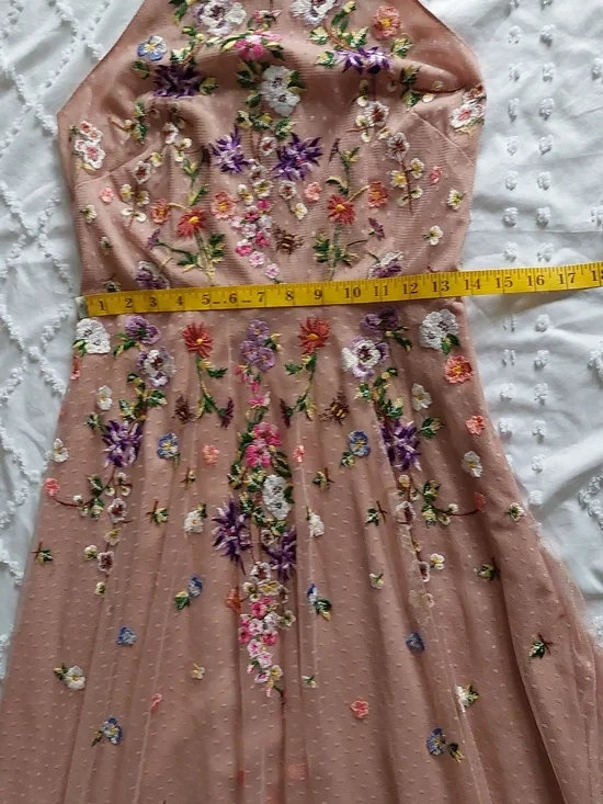 ASOS Dusty Pink Floral Embroidered Dobby Mesh Cami Strap Maxi Dress Sz 8 - Picture 12 of 15